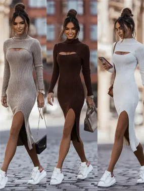 Javiya High Neck woolen  Bodycon Dress