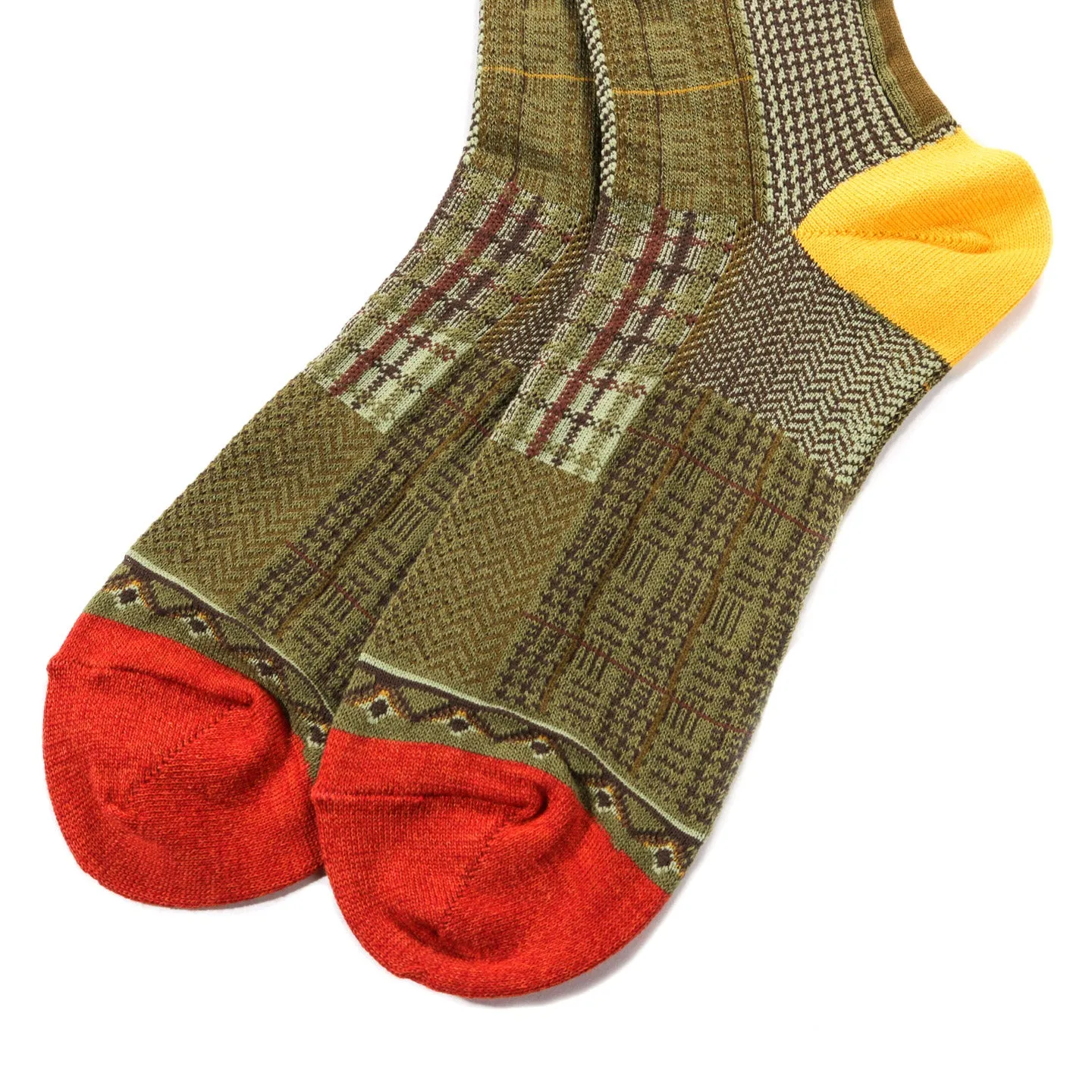 KAPITAL 144 YARNS TWEED CLOTH SOCKS KHAKI