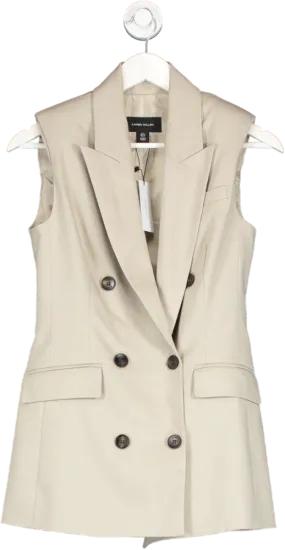 Karen Millen Beige Sleeveless Tailored Double Breasted Blazer UK 8