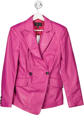 Karen Millen Pink Leather Asymmetric Single Breasted Blazer UK 8