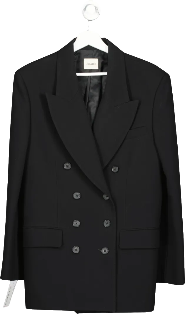 Khaite Black The Tanner Double-breasted Virgin Wool Blazer UK XS/S