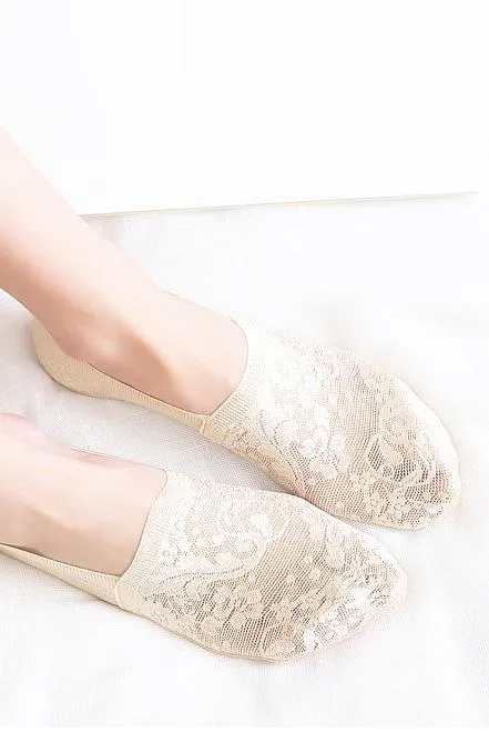 Lace Liner Socks - Beige