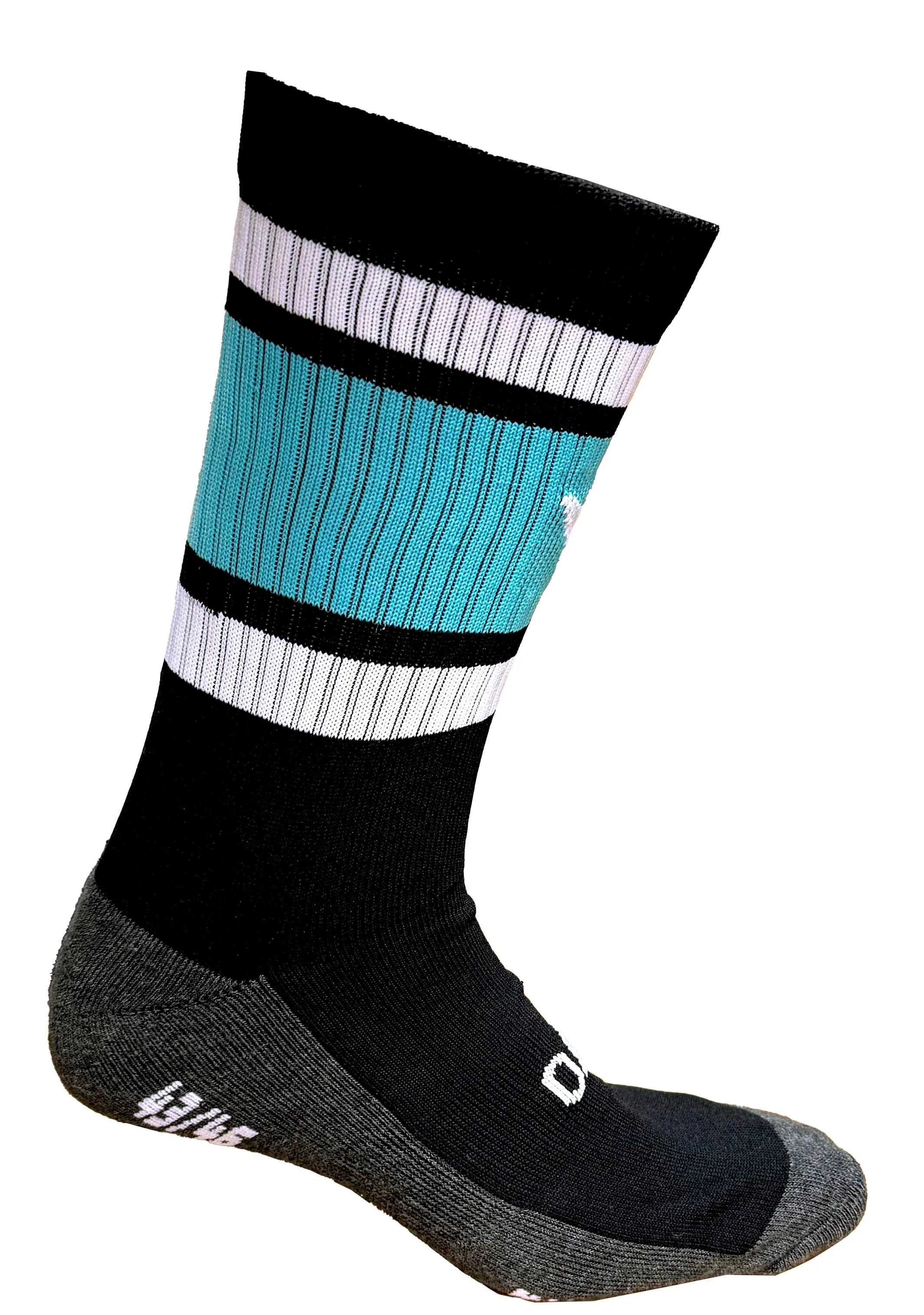 Macron Senior Port Adelaide Clash Ankle Socks Black/Teal <br> 58542800