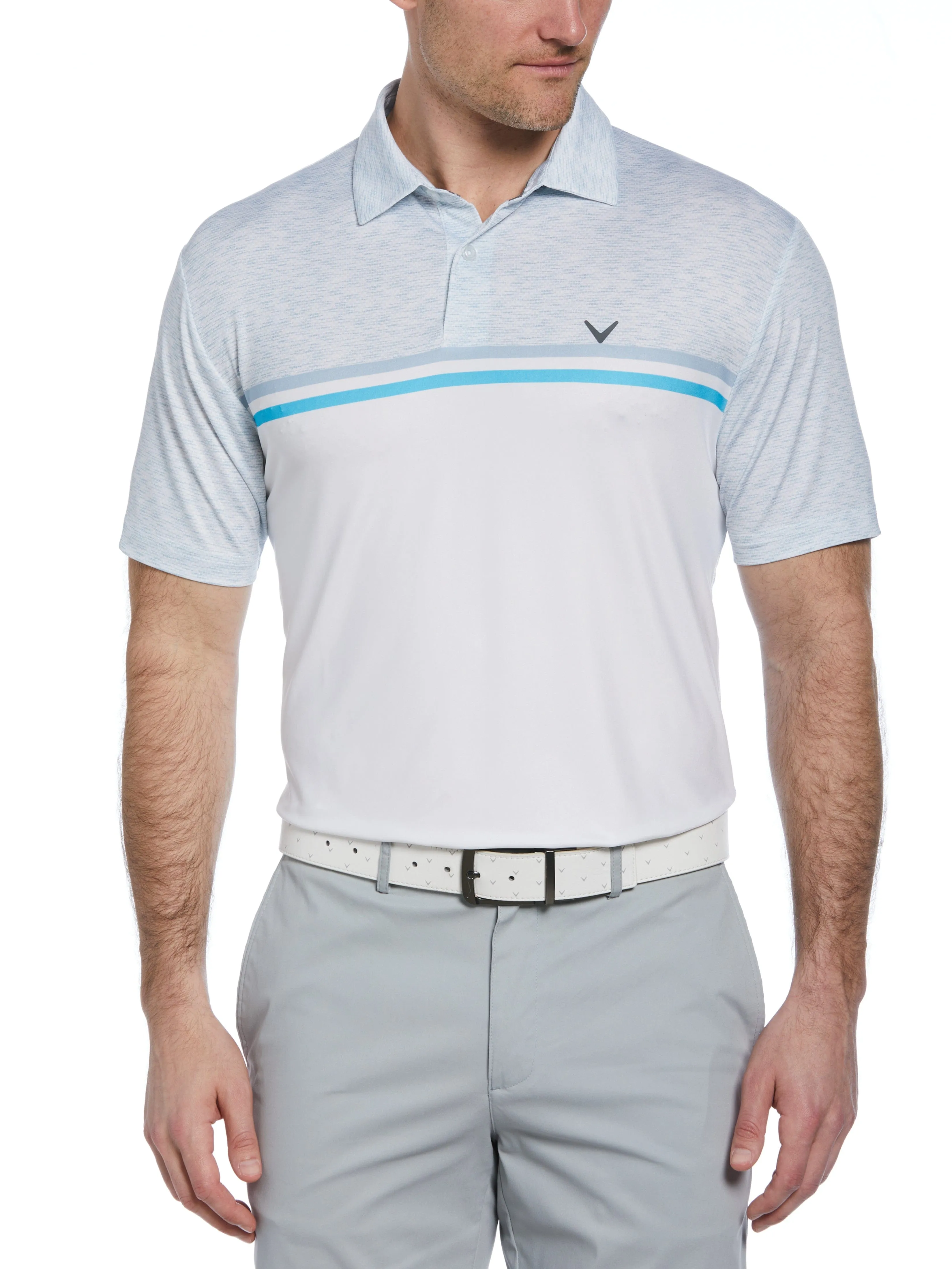 Mens Color Block Pattern Golf Polo