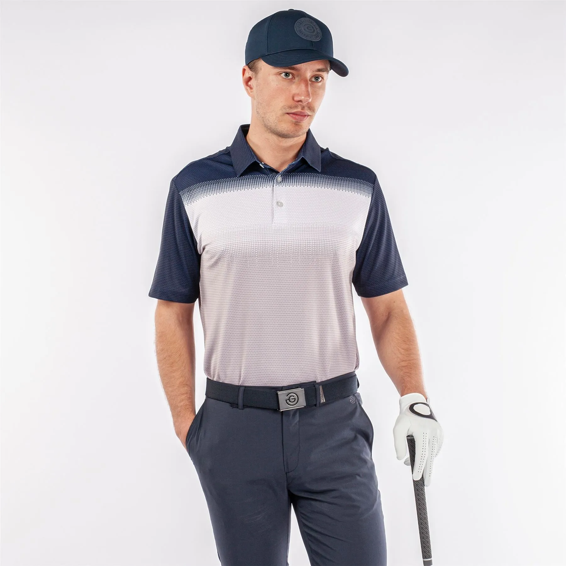 Mo Ventil8  Stretch Regular Fit Polo Cool Grey/White/Navy - 2024