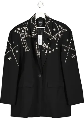 Nasty Gal Black Premium Embellished Single Breasted Blazer UK 12