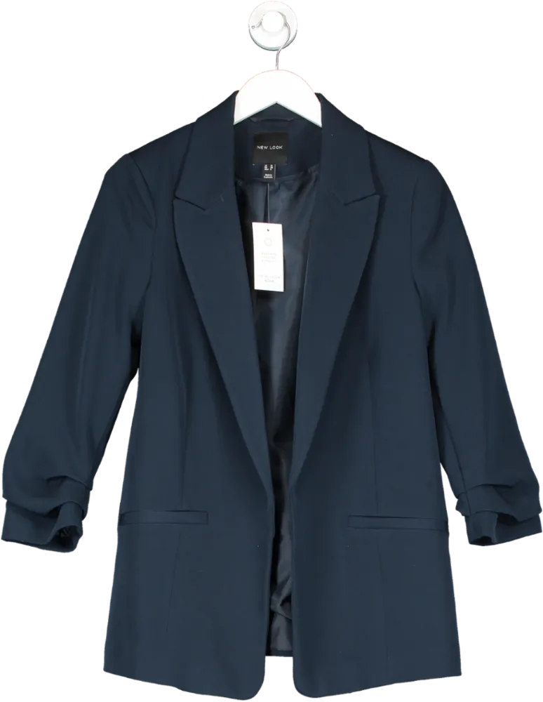 New Look Blue Ruched Sleeve Blazer UK 10