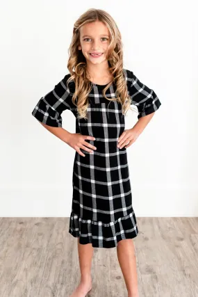 Noel House Dress (Girls' Sizes): Black Plaid