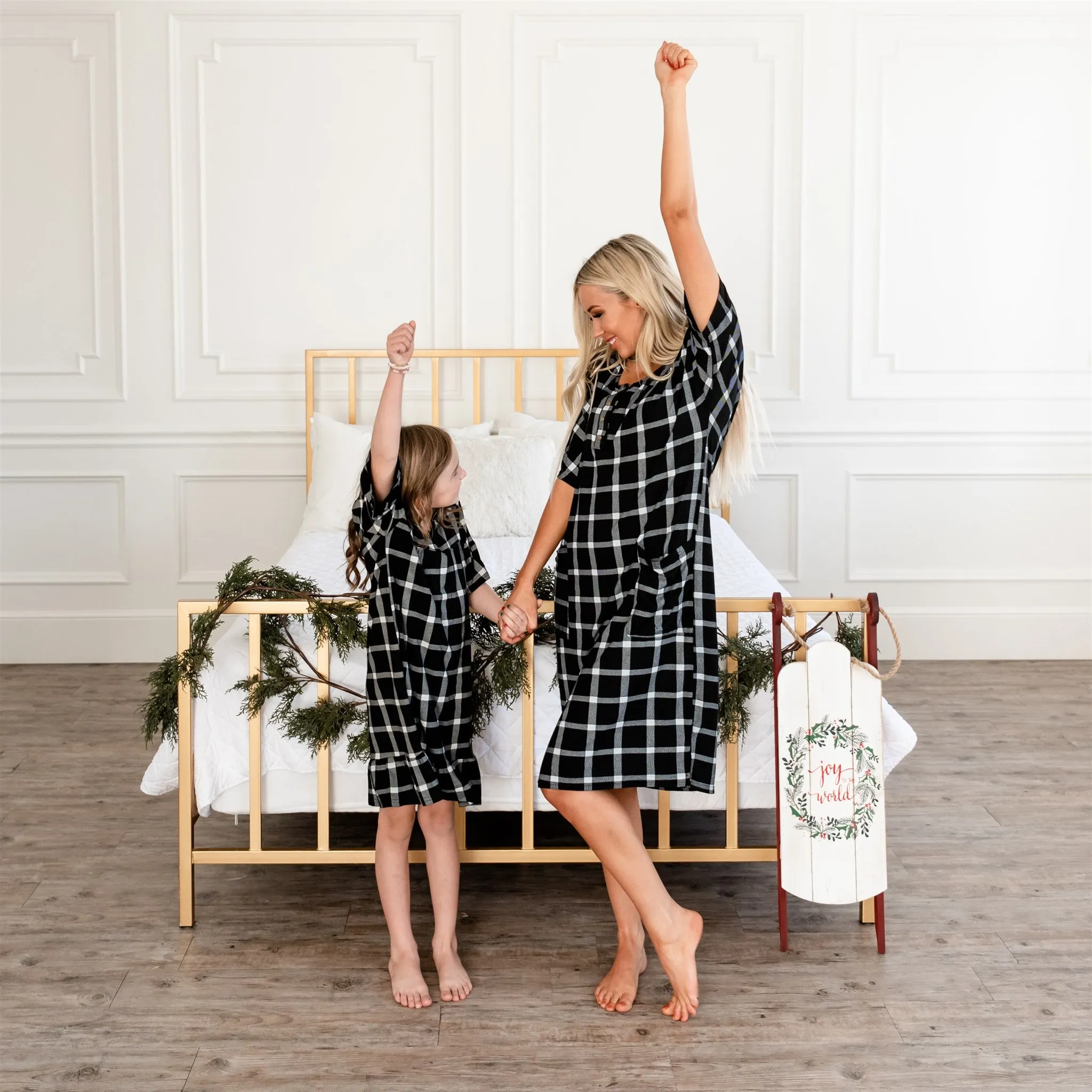 Noel House Dress (Girls' Sizes): Black Plaid