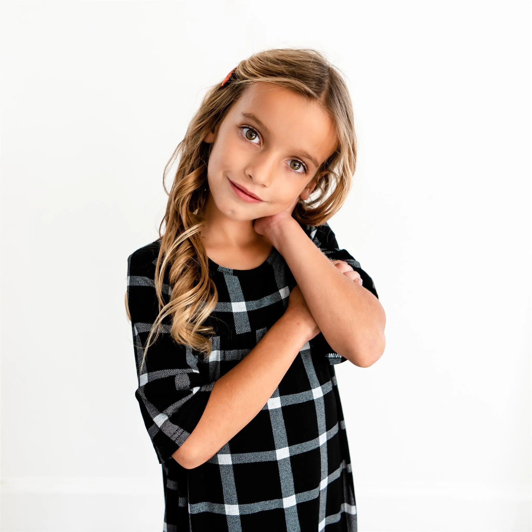 Noel House Dress (Girls' Sizes): Black Plaid