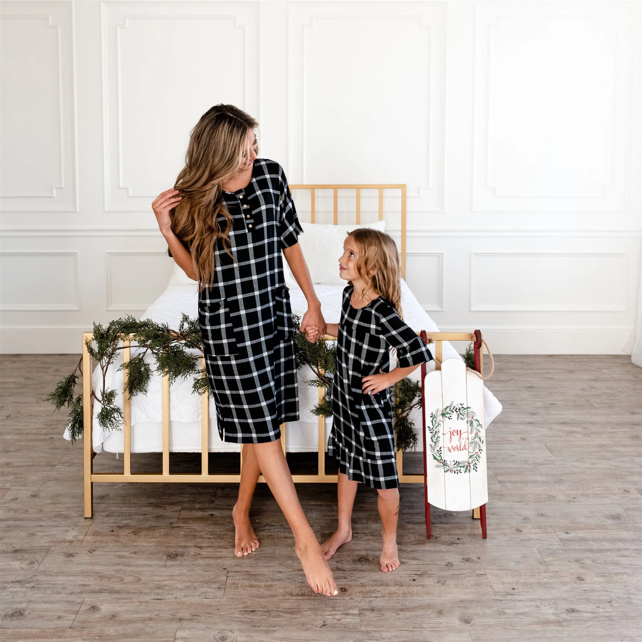 Noel House Dress (Girls' Sizes): Black Plaid