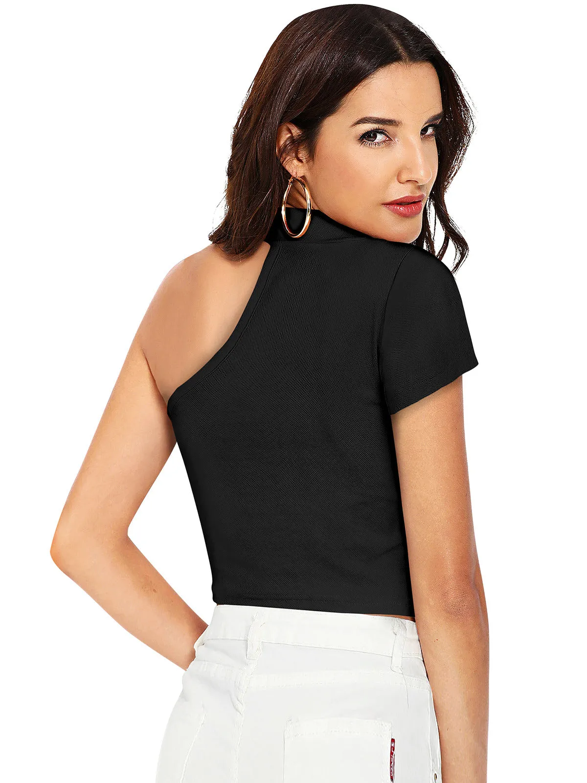 Odette Black Knit Fabric Top For Women