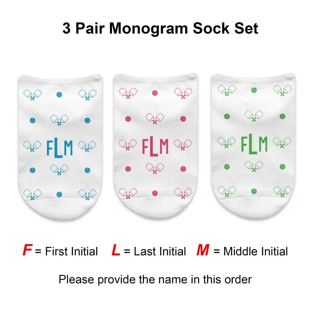 Personalized Sock Gift Box with Monogram Pickleball Design