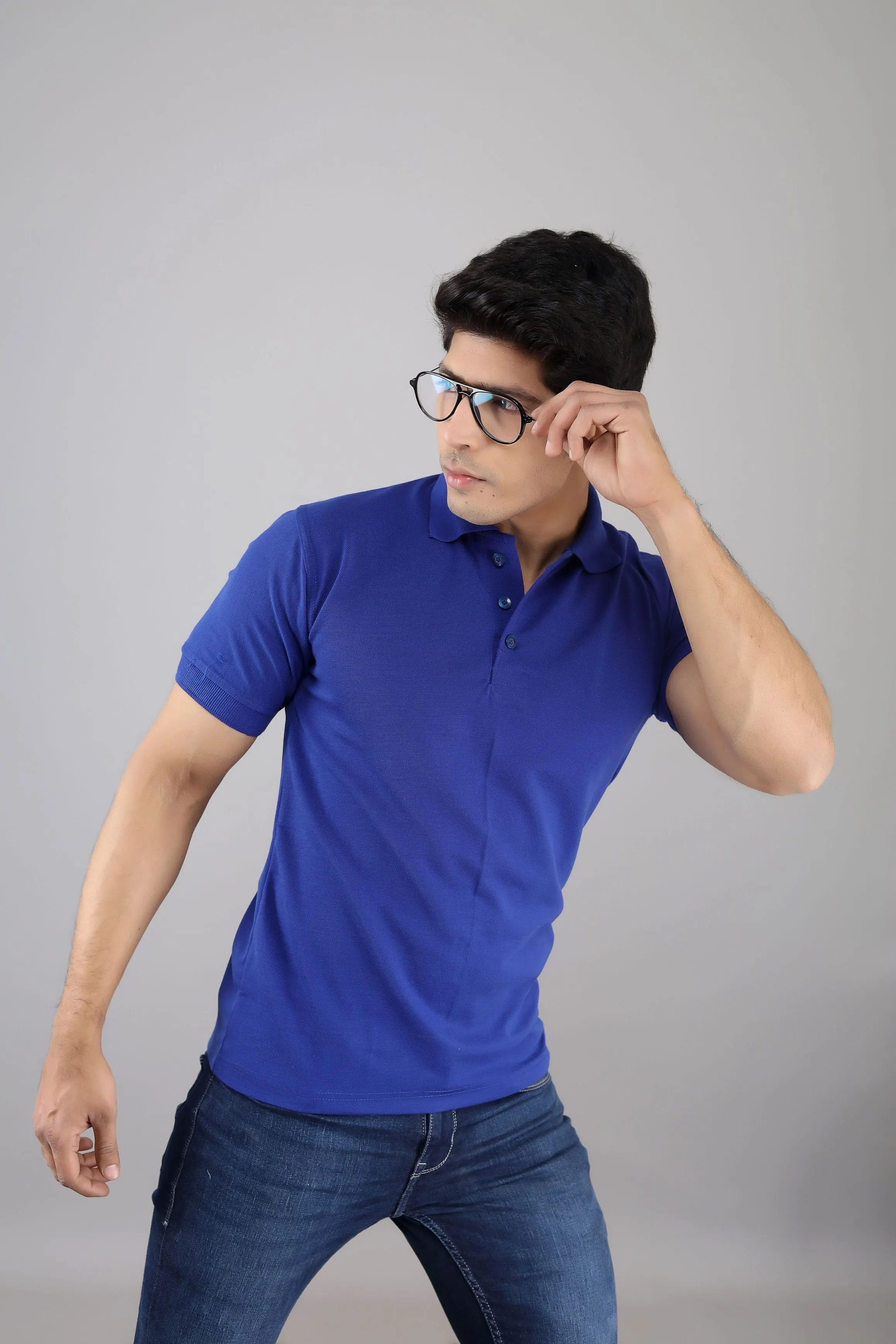 Polo T Shirts - Men Royal Blue Solid Polo Collar T-shirt