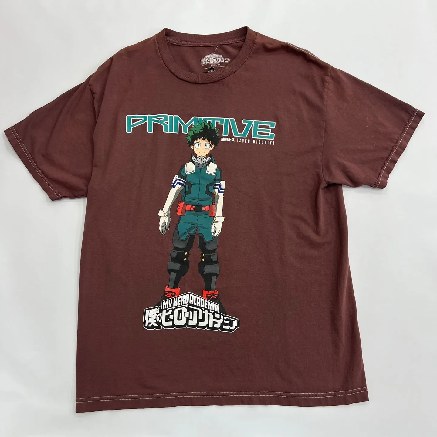 PRIMITIVE X My Hero Academia Izuku Midoriya Washed Tee - BURGUNDY