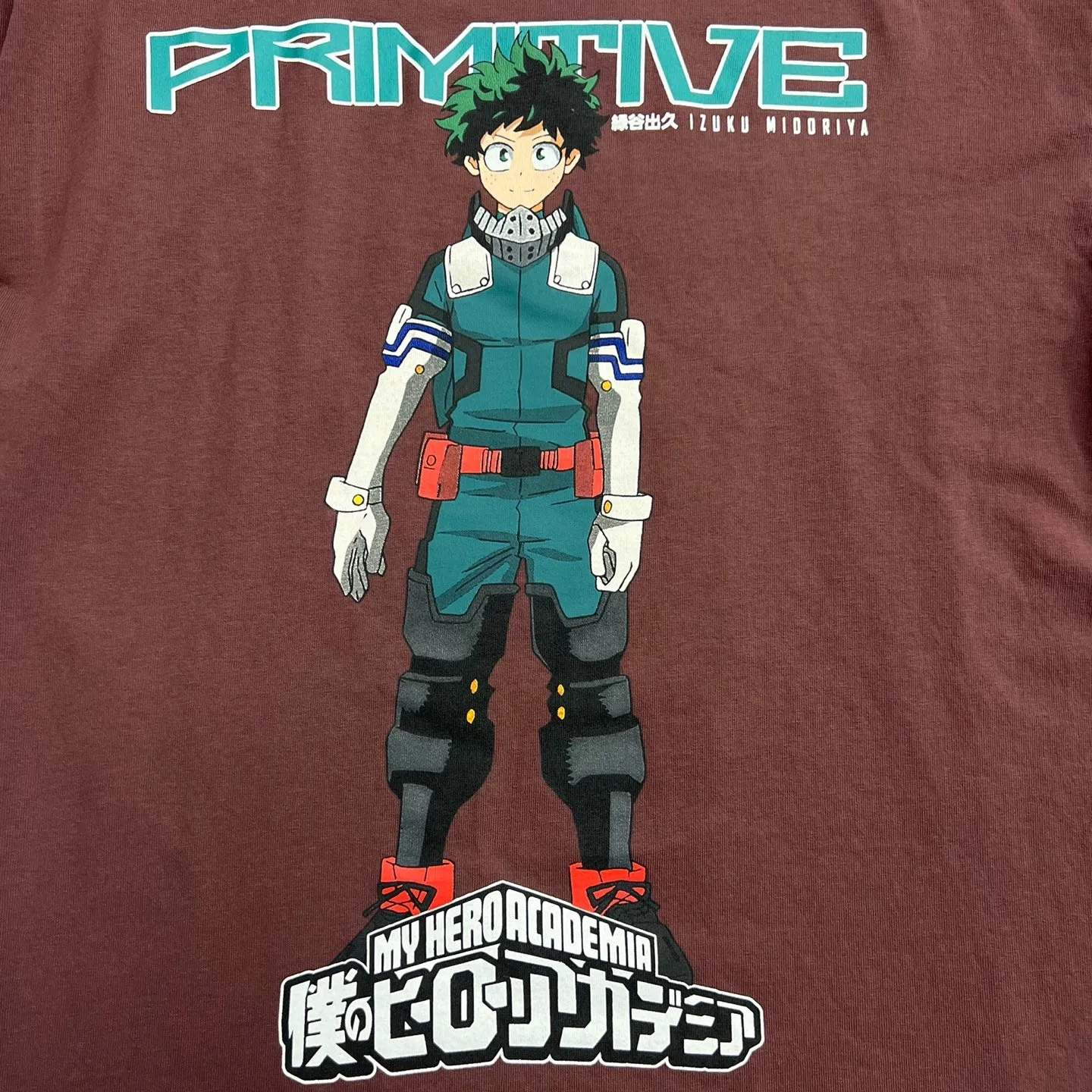 PRIMITIVE X My Hero Academia Izuku Midoriya Washed Tee - BURGUNDY