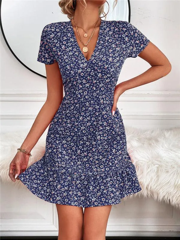 Printed Short Sleeve Mini Day Dress