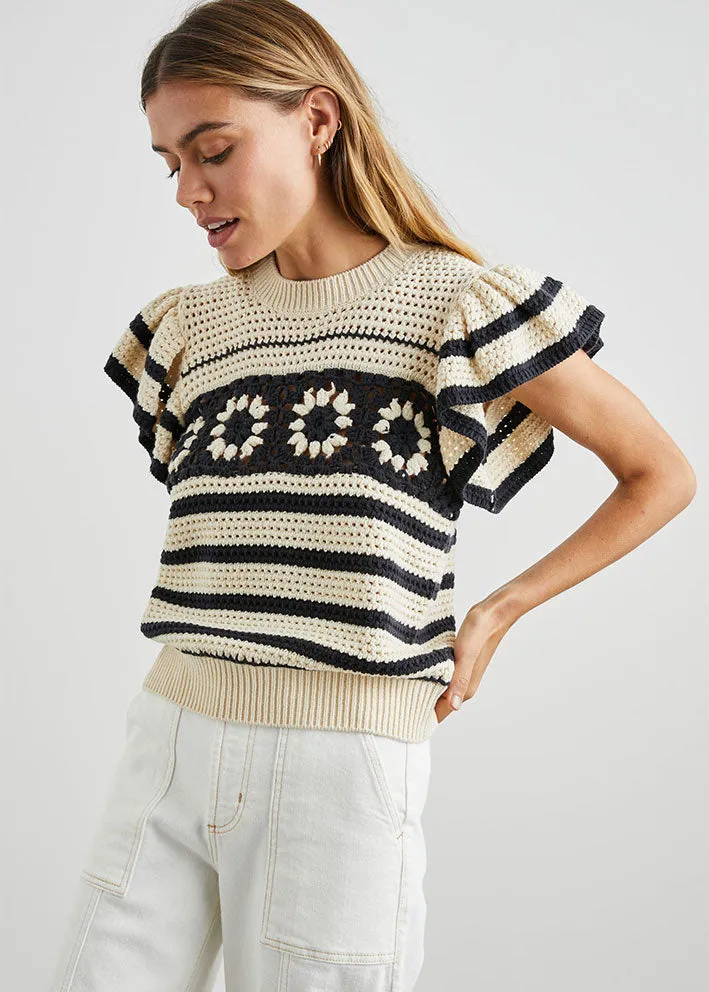 Rails Penelope Crochet Top - Oat Navy Stripe