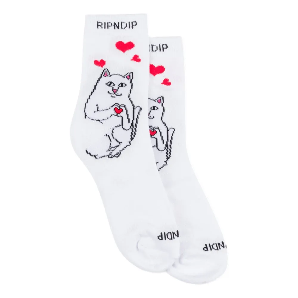 RIPNDIP NERMAL LOVES MID SOCKS-WHITE