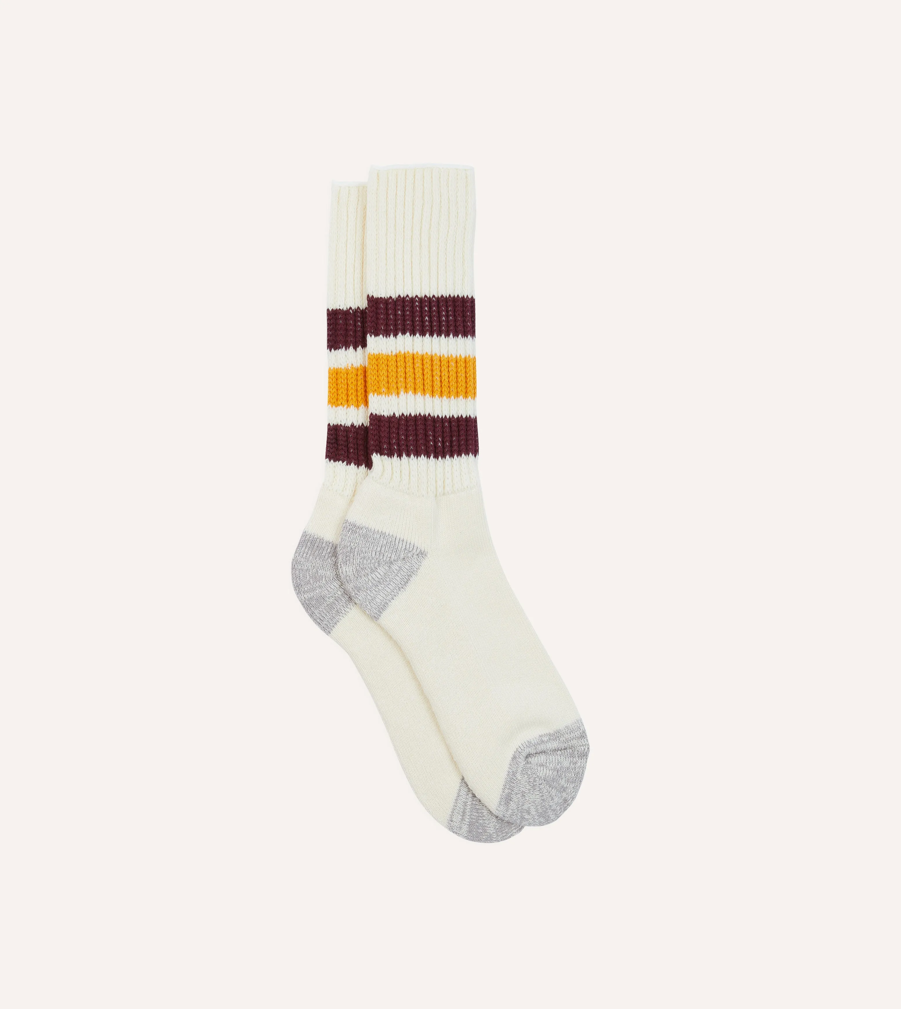 RoToTo Burgundy and Yellow Cotton Crew Socks