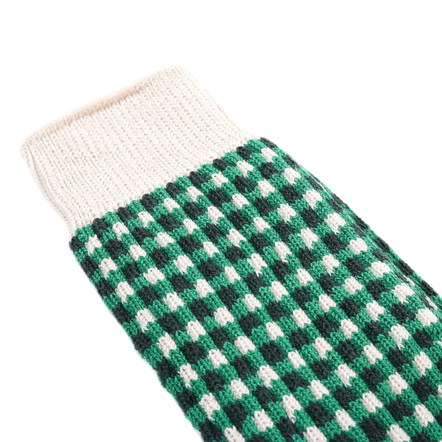 ROTOTO GINGHAM CHECK SOCKS GREEN