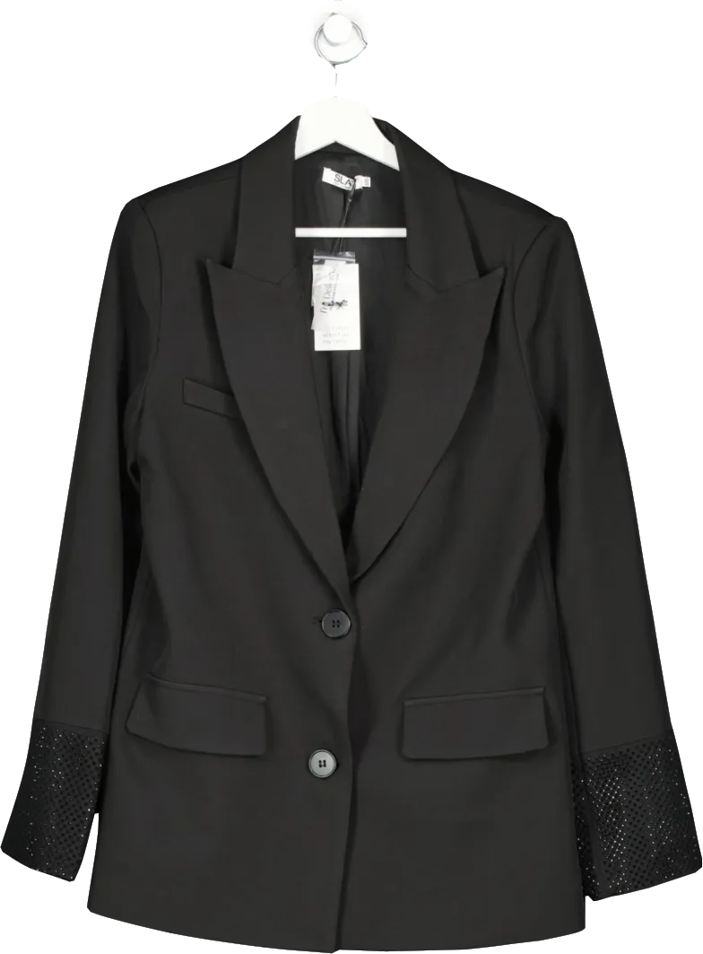 SLA the label Black Thea Dimante Cuff Blazer UK XXS