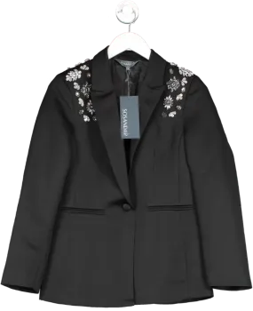 SOSANDAR Black Tailored Embellished Blazer UK 6