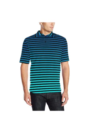 Striped Shades of Blue Men's Print Polo Shirt