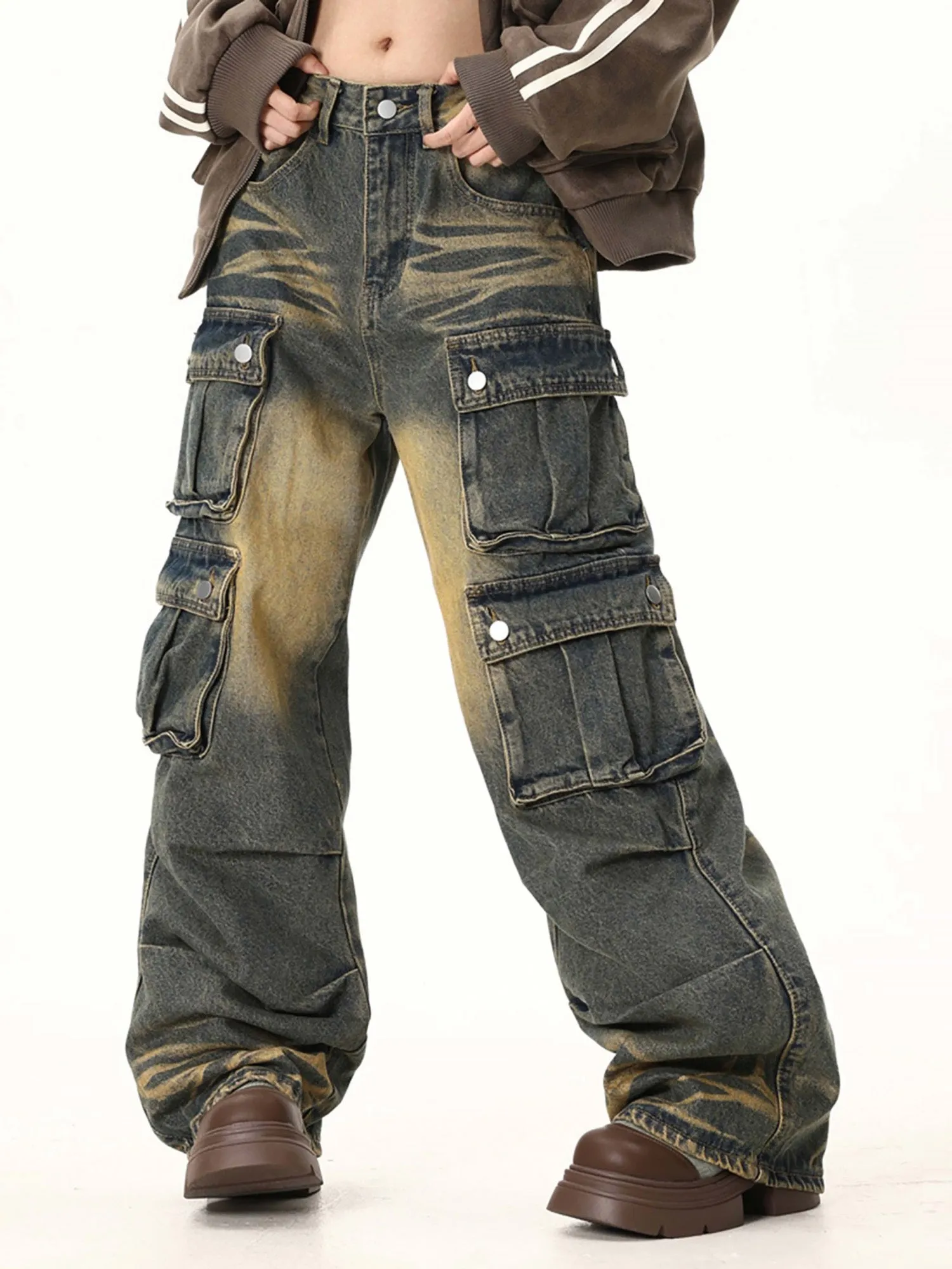 Thesupermade Multi-pocket Cargo Jeans - 1919