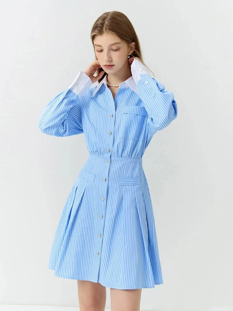 Trendy Summer Stripe Shirt Dress