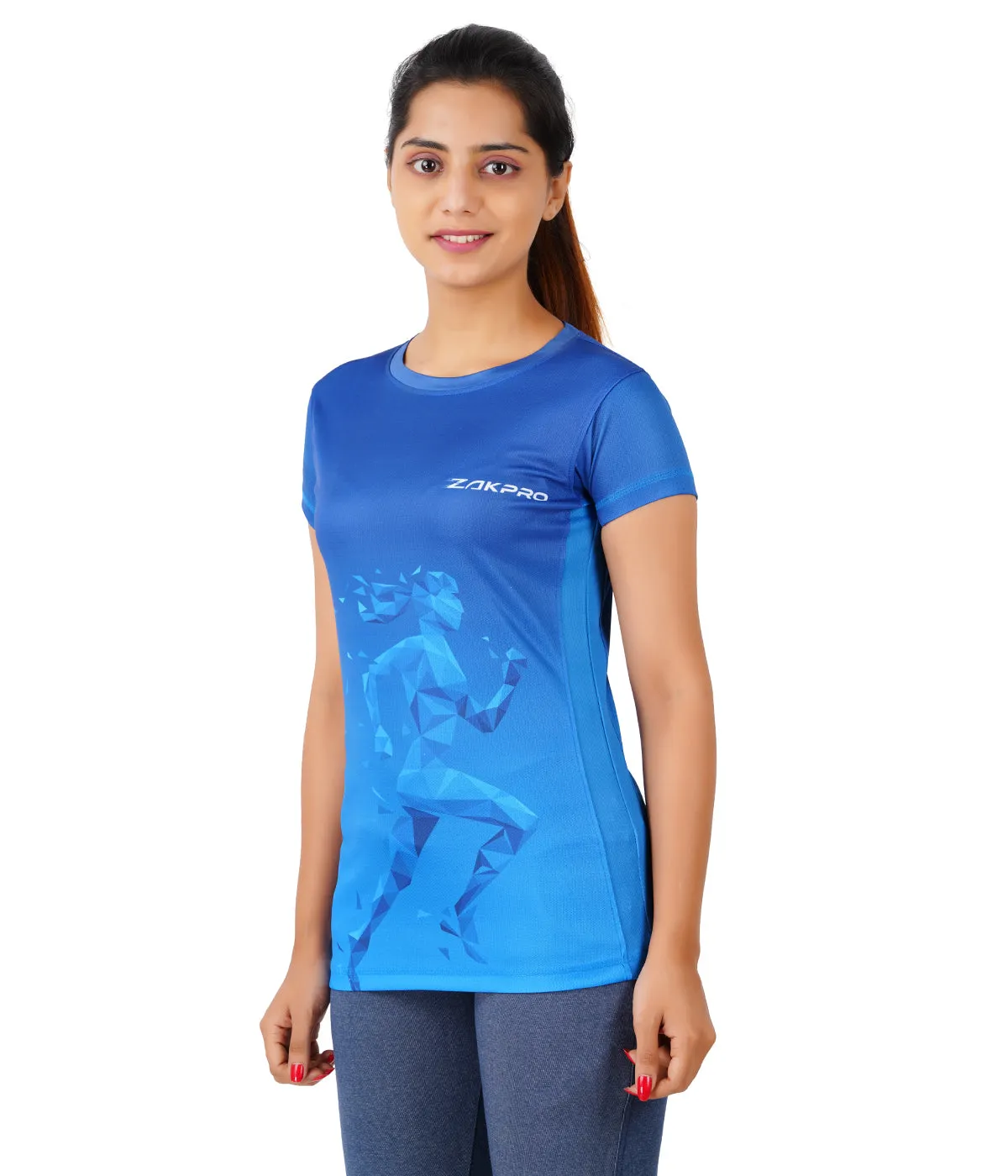 ZAKPRO Sports Tees for Women (Bluish Run)