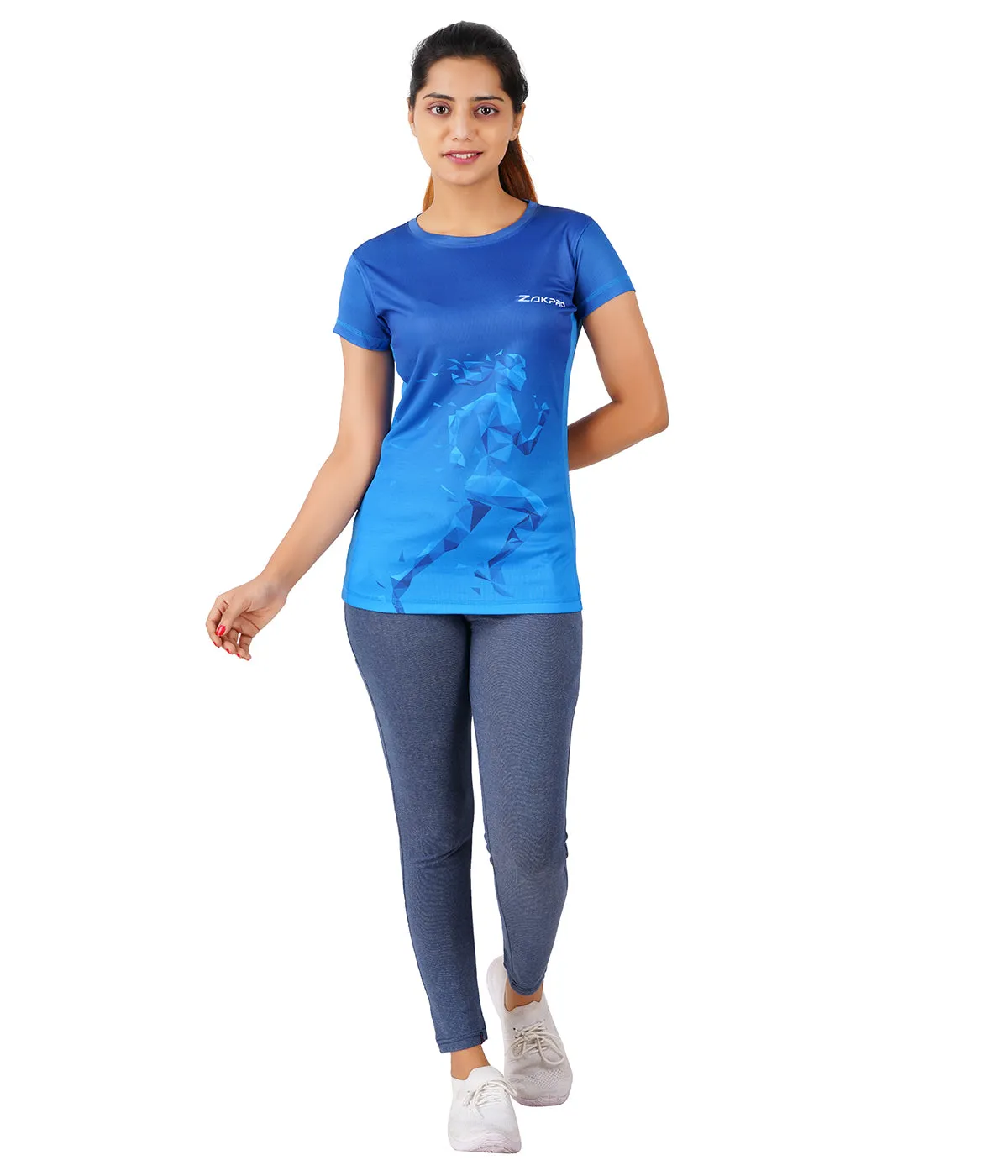 ZAKPRO Sports Tees for Women (Bluish Run)